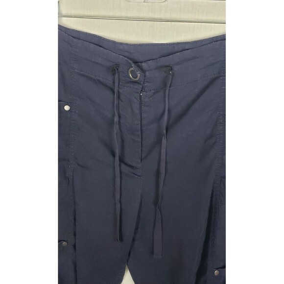 Eileen Fisher Pants XL Navy Blue Linen Blend Cargo Drawstring Casual Autumn Fall - Picture 3 of 10